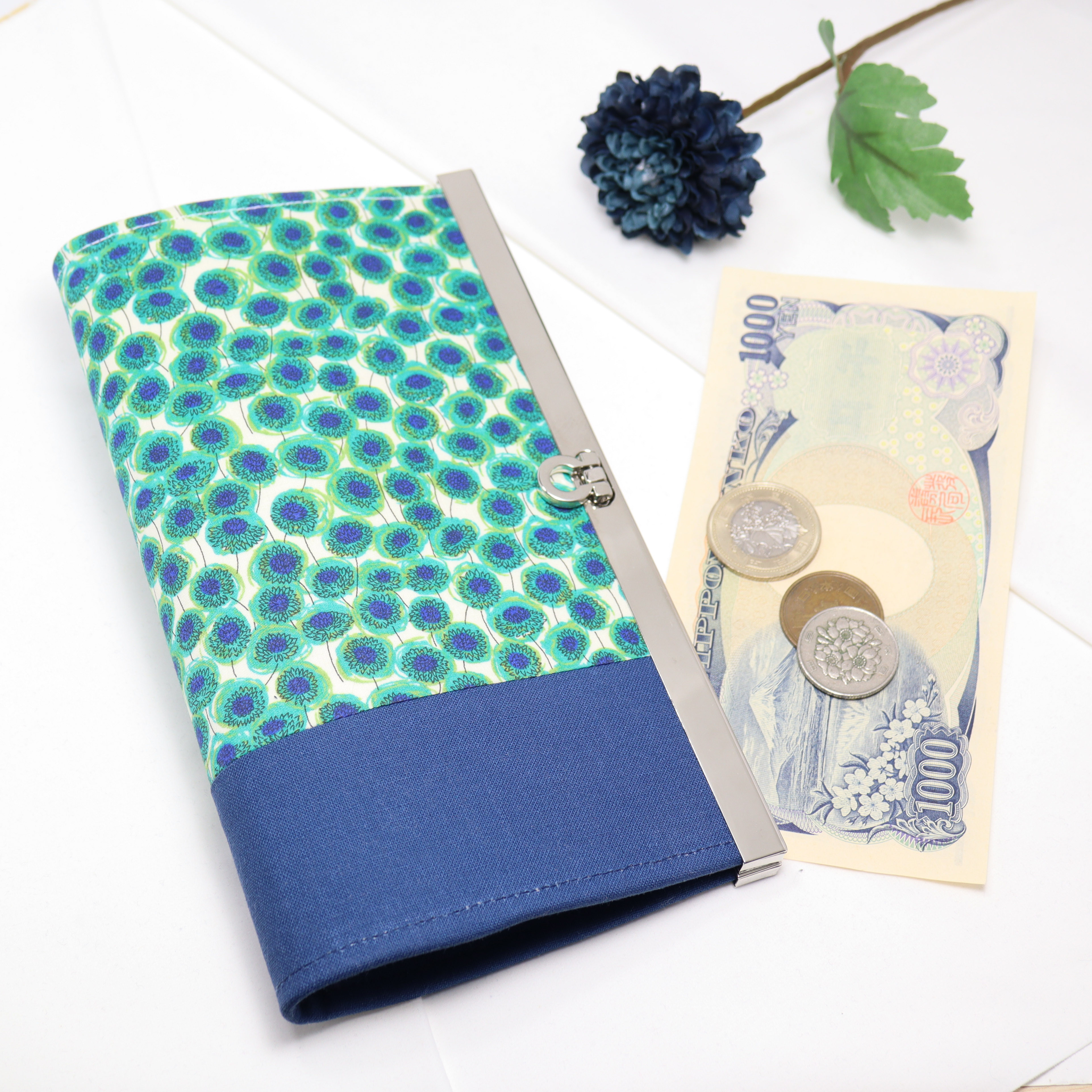 カラーオーダー可 整頓しやすいデザイン。直線口金の長財布 リバティ ザンジーサンビーム【受注生産】 4,698円