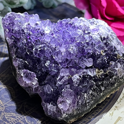 カルサイト共生 ギャラクシー ブラックアメジスト クラスター 原石