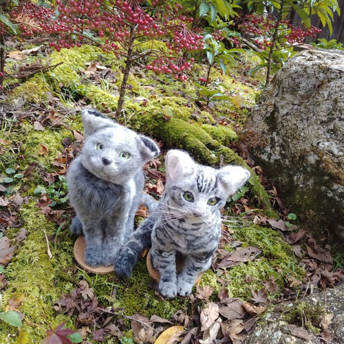 羊毛フェルト ロシアンブルー 猫 うちの子 オーダー 羊毛フェルト