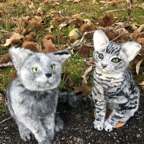 羊毛フェルト　ロシアンブルー　ウチの子　オーダー 羊毛フェルト ロシアンブルー 猫 うちの子 オーダー 羊毛