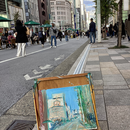 油絵日記 銀座 2023.11.18 油彩F3号 写生の絵シリーズ 絵画 油絵日記 銀座 2023.11.18 油彩F3号 写生の絵シリーズ 絵画