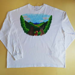 手描きビッグシルエットロングスリープTシャツ・森から 1枚目の画像