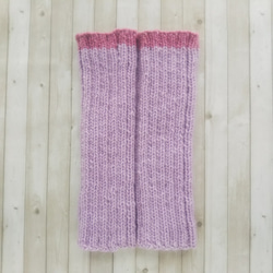 ウールが苦手な方へ♪手編みレッグウォーマー(ラベンダーピンク+ピンク)普通タイプ『Creema限定』 1枚目の画像