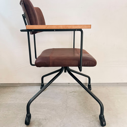 ＼送料無料／[Desk Work Arm Chair]ダイニングレザーチェア ヴィンテージ 書斎 勉強椅子 -47_l- 4枚目の画像