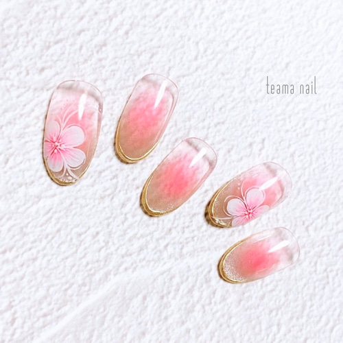 ネイルチップ ニュアンスネイル 花 フラワー フルオーダーネイル オーダーネイル c8b0888b2648a5c360632a35612c27