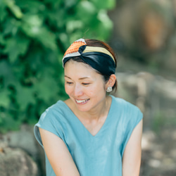 美品 rippmonster リネン ターバン オレンジベージュ オレンジ色の