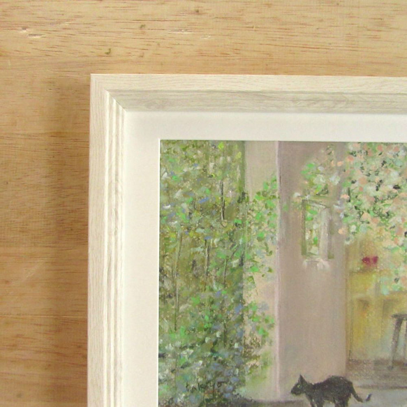 パステル画　黒猫の住む家【Creema限定　原画　額付き】 5枚目の画像