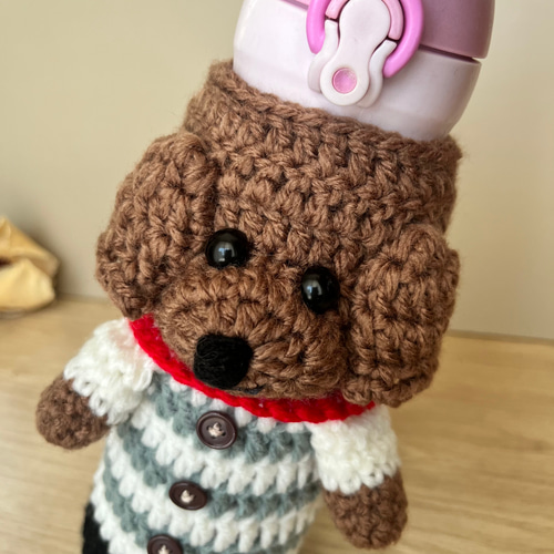 オーダー　saruwannko様　ペットボトルカバー　ハンドメイド　トイプー ペットボトルカバー 水筒カバー 編みぐるみボトルカバー うちの