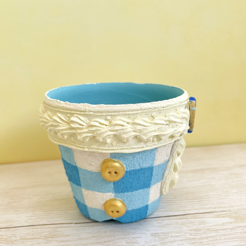 リメイク鉢（マフラー鉢）ブルー❄️水色❄️青❄️リメ鉢 多肉植物に