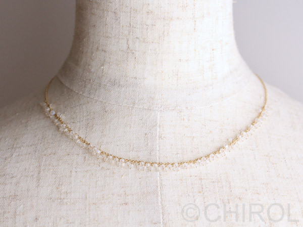 ムーンストーン (レインボー) ＊ フリンジ ネックレス/ 14kgf