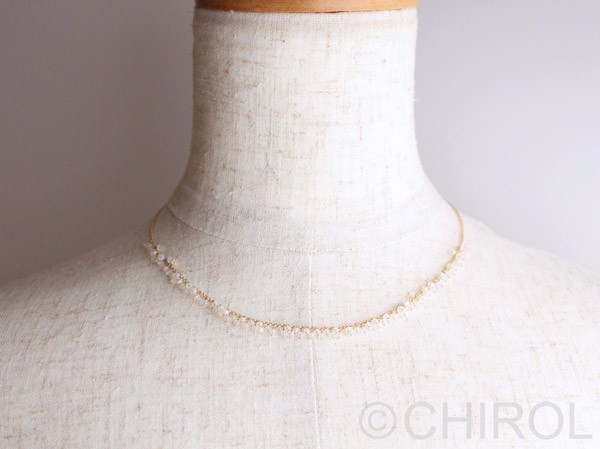 ムーンストーン (レインボー) ＊ フリンジ ネックレス/ 14kgf