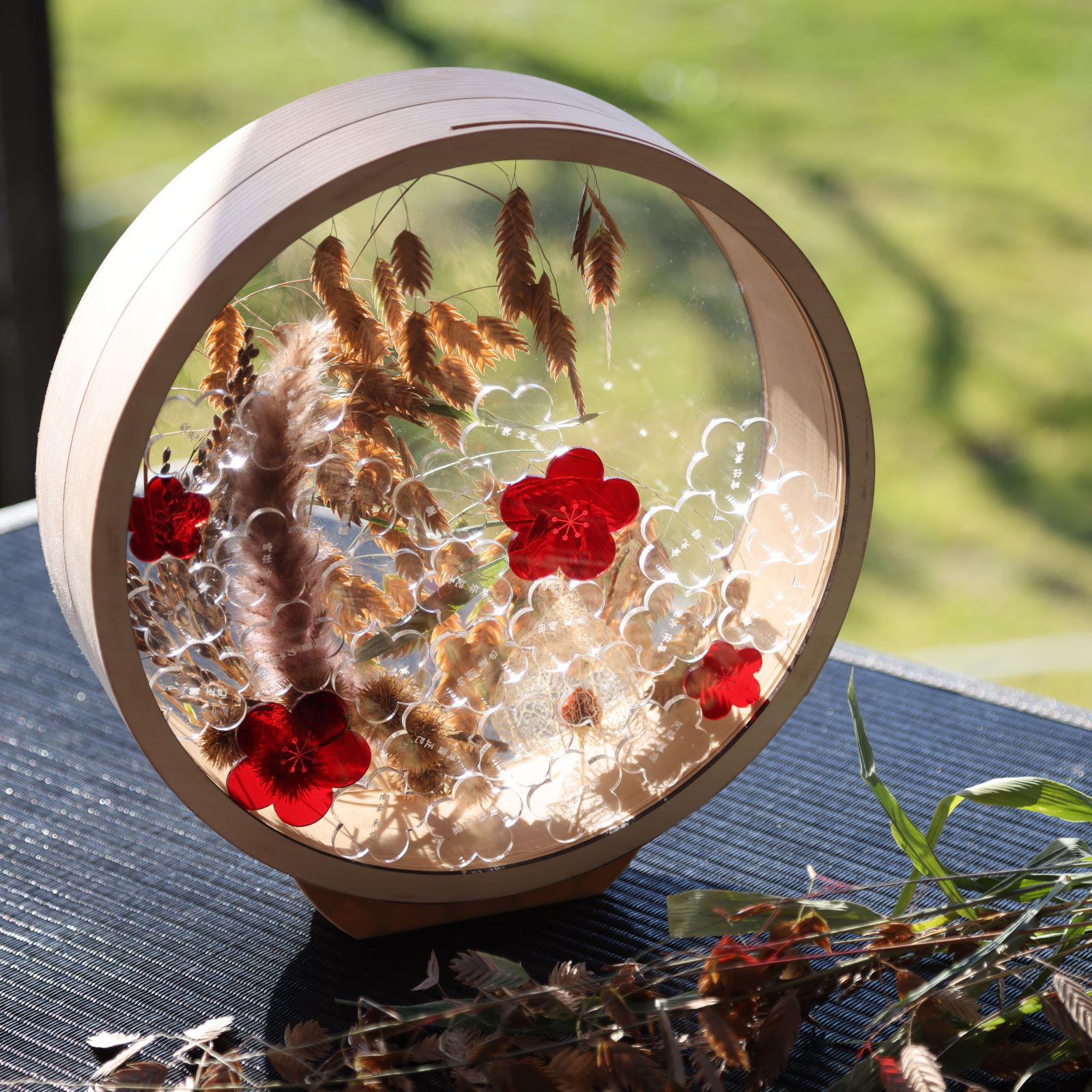 まんまる曲げわっぱの金魚鉢風ウェルカムボード