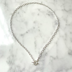 silver925 Paper clip chain toggle clasp long necklace 第5張的照片