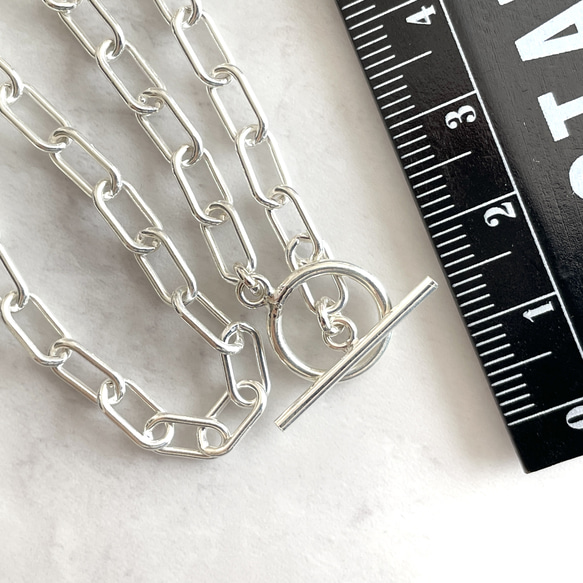 silver925 Paper clip chain toggle clasp long necklace 第13張的照片