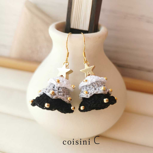 クリスマスツリーピアス ニットツリーピアス&イヤリング プレゼント