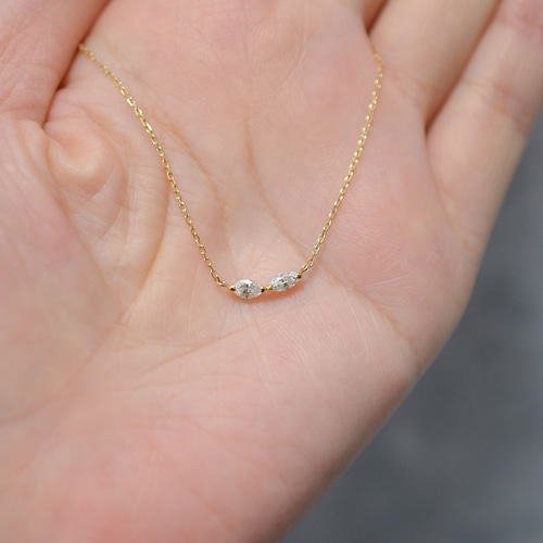 【新品】ダイヤモンド ネックレス D0.161ct マーキス マーキスダイヤモンドネックレス D 1.03ct 45cm K18YG C-LINE