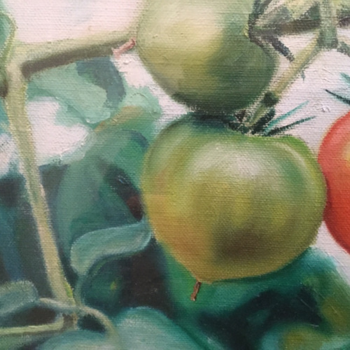 長谷川画廊i.ペローシア展 展示中 F4号スーパーリアリズム絵画 トマト