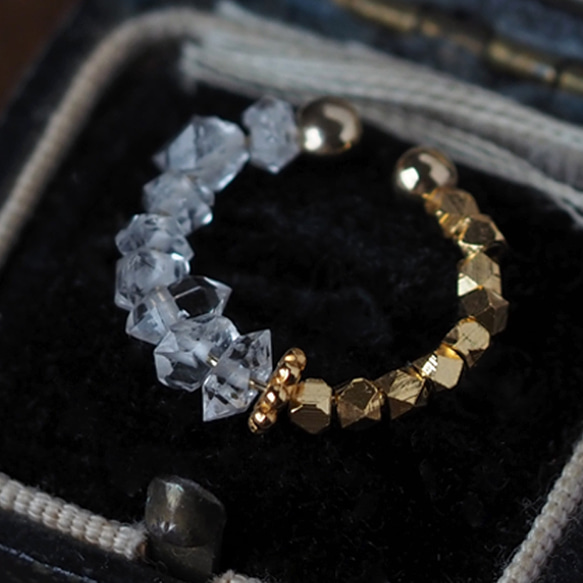 | 2way | Herkimer 鑽石 x 黃金耳骨夾 | 高品質 AAA 第5張的照片
