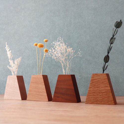 手のひらサイズ｜木製のかくかく花瓶・猫のヒゲスタンド(マグネット