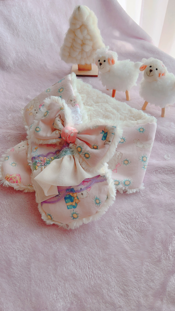 ゆめかわ♡ふわもこマフラー（ねこ柄ピンク） マフラー 長く愛用できる