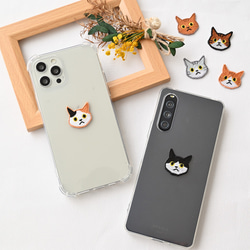 TPU クリアケース 【 ワッペン 猫 】 刺繍 iPhone Android ソフトケース クリア A243I 1枚目の画像