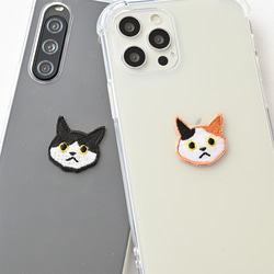 TPU クリアケース 【 ワッペン 猫 】 刺繍 iPhone Android ソフトケース クリア A243I 13枚目の画像