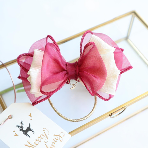 ⭐︎限定⭐︎ 赤シフォンビッグリボン ヘアゴム キッズ ヘア ゆめかわ