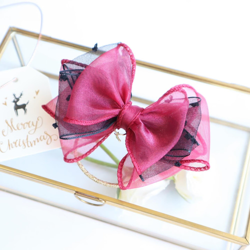 ⭐︎限定⭐︎ 赤シフォンビッグリボン ヘアゴム キッズ ヘア ゆめかわ