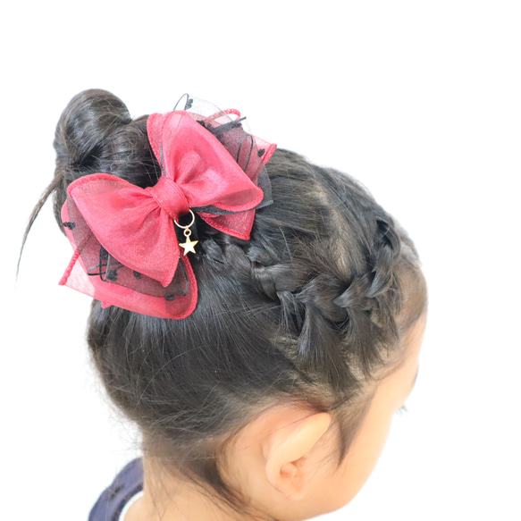 ⭐︎限定⭐︎ 赤シフォンビッグリボン ヘアゴム キッズ ヘア