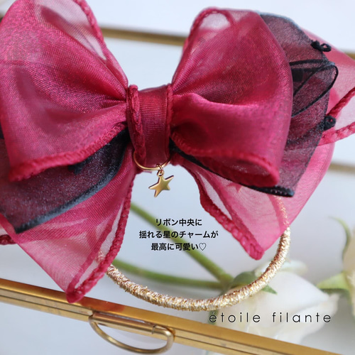 ⭐︎限定⭐︎ 赤シフォンビッグリボン ヘアゴム キッズ ヘア ゆめかわ