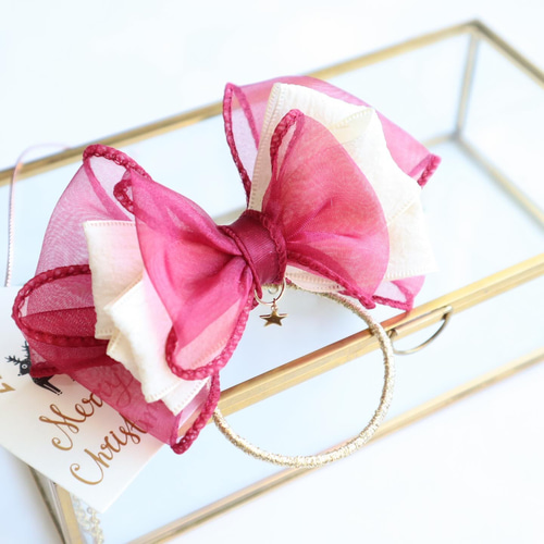 ⭐︎限定⭐︎ 赤シフォンビッグリボン ヘアゴム キッズ ヘア ゆめかわ