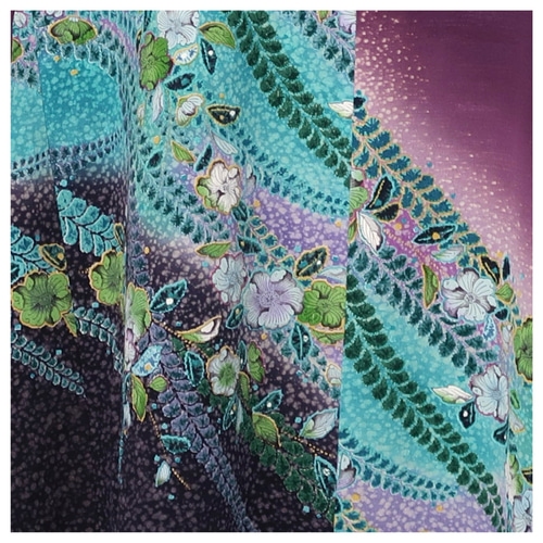 フリル袖のチュニックワンピース/辻が花 フリーサイズ ストール付き