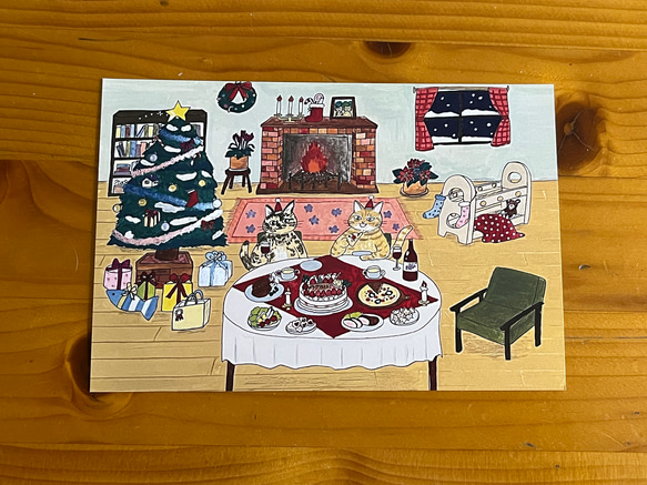 ポストカード 猫たちのクリスマス 2枚目の画像