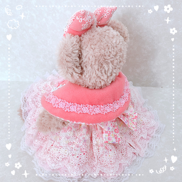 【激レア】可愛いぬいぐるみ フリル付きドレス リーナベル ヘッドドレス ぬいぐるみ用 Sサイズ ピンク フリル