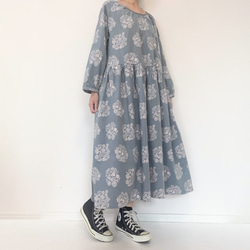 送料無料【新春福袋2024】ウールコートとワンピースセット＊フリーサイズ＊北欧　猫　花柄 9枚目の画像