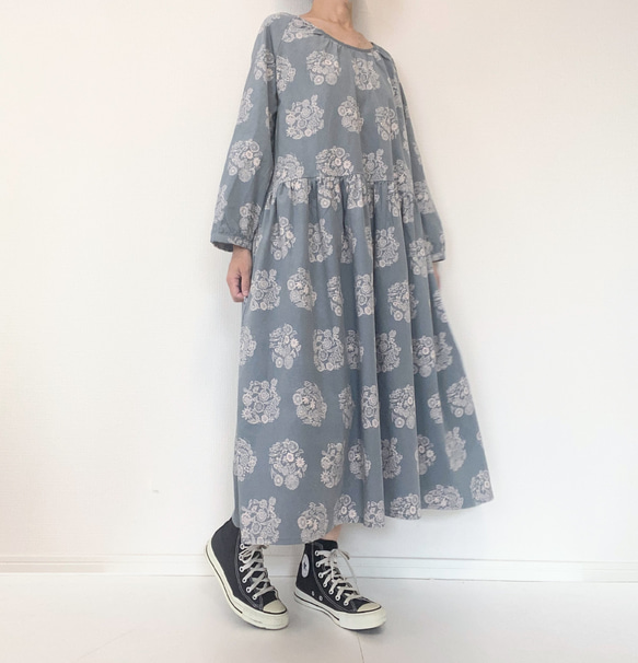 送料無料【新春福袋2024】ウールコートとワンピースセット＊フリーサイズ＊北欧　猫　花柄 9枚目の画像