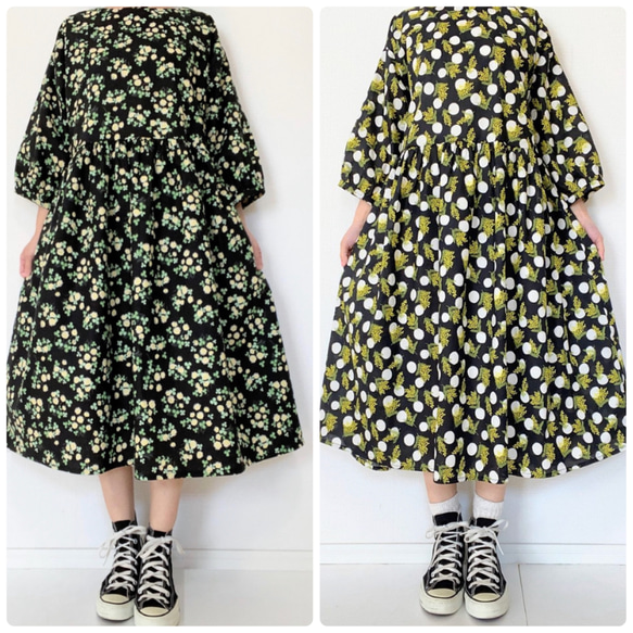 送料無料【新春福袋2024】ウールコートとワンピースセット＊フリーサイズ＊北欧　猫　花柄 16枚目の画像