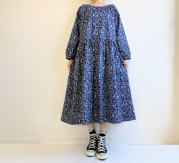 送料無料【新春福袋2024】ウールコートとワンピースセット＊フリーサイズ＊北欧　猫　花柄 14枚目の画像