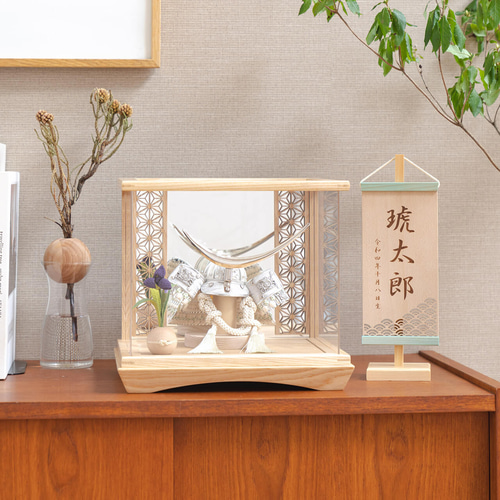 五月人形 桜雅作 伊達政宗兜 コンパクトガラスケース飾り 五 月 人形