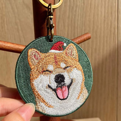 キーホルダー 犬 刺繍 ペキニーズ 愛犬 プレゼント 両面 ストラップ