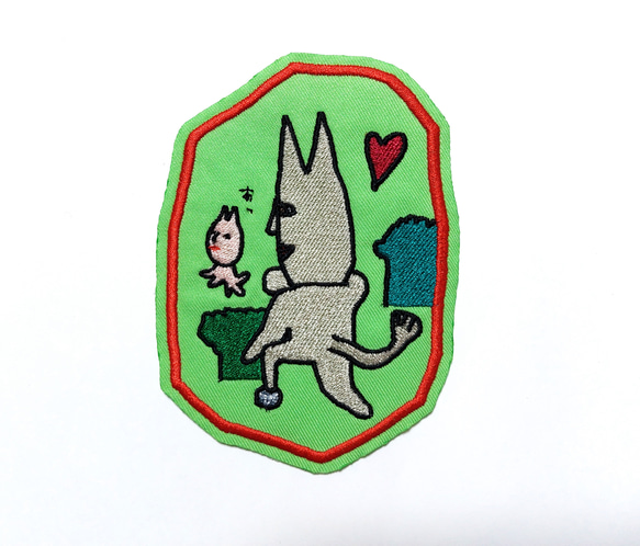 狩人のおいかけっこ ワッペン 刺繍 日本語 パッチ アップリケ 面白い ユニーク 個性的 平仮名 草 オリジナル 緑 11枚目の画像