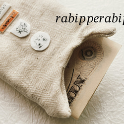 リネン素材のお年玉ポチ袋　辰柄　こまり顔猫　rabippe 5枚目の画像