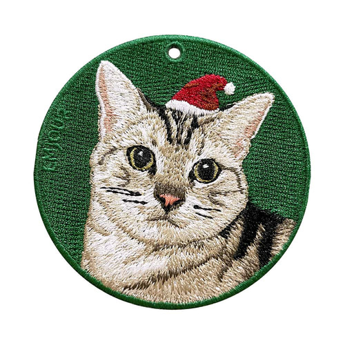キーホルダー ねこ 刺繍 クリスマス プレゼント xmas アメリカン