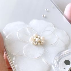 與所有型號 iPhone15pro iPhone14pro 白色山茶花智慧型手機保護殼相容 透明保護殼 花石 第10張的照片