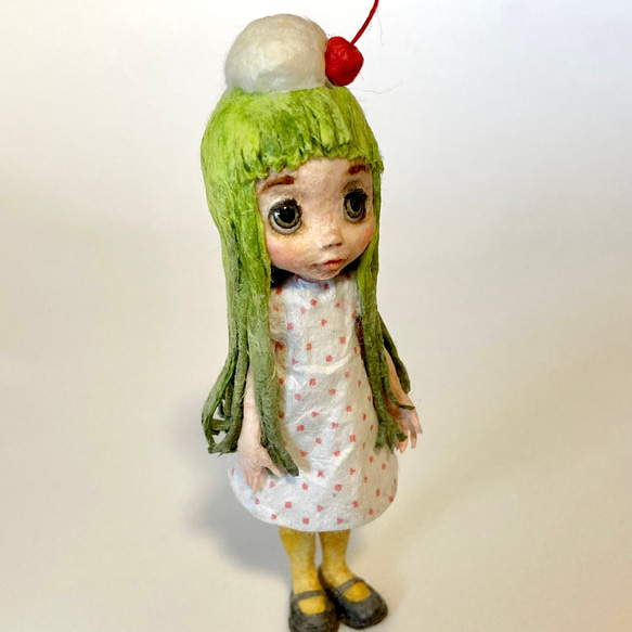 和紙人形 ミニチュアドール 復刻クリームソーダちゃん(GREEN) 9枚目の画像