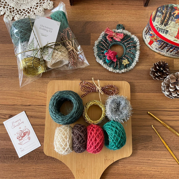 《粒線桔》聖誕花圈DIY編織材料包 第2張的照片