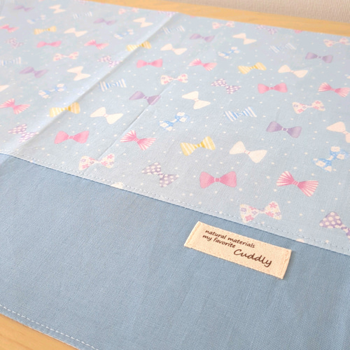 給食セット（ランチョンマット+巾着袋） ☆ カラフルリボン × くすみ