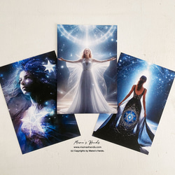 太空明星女人六角星梅爾卡巴昴宿星團利穆里亞藝術 3 明信片明信片套裝♪ 第1張的照片