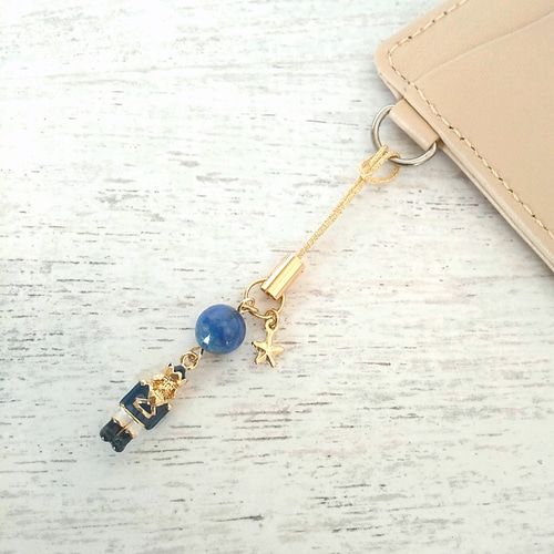 くるみ割り人形と星の天然石ストラップ/バッグチャーム/携帯