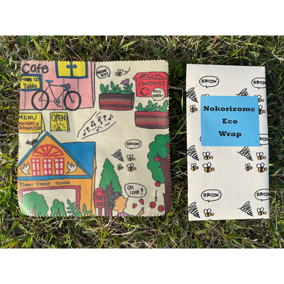 【数量限定デザイン】のこり染エコラップ（オーガニックコットン） 10枚目の画像